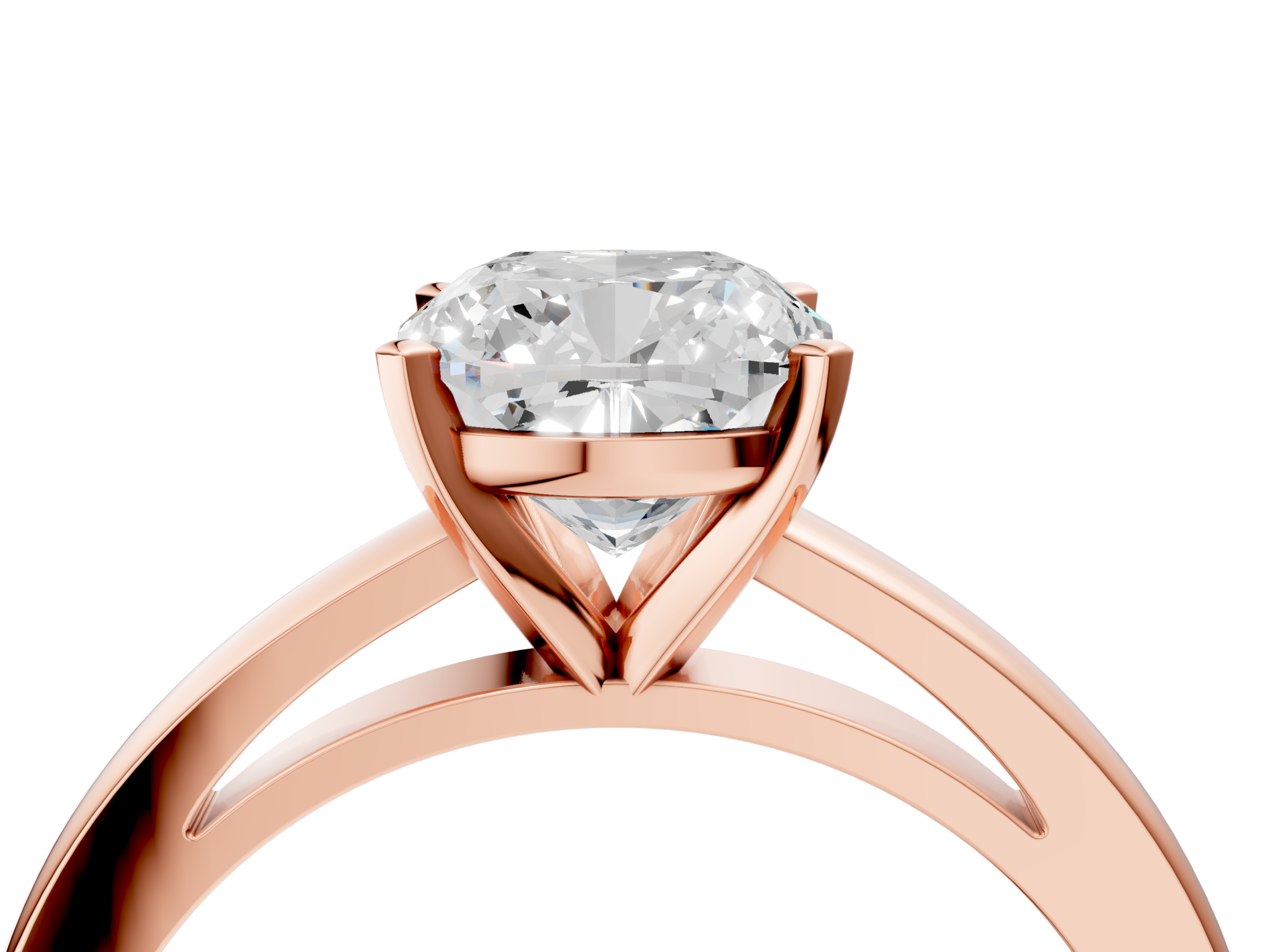 Rose gold Cushion Solitaire Diamond Engagement Ring with Four-Prong Setting on a Classic Band_12