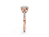 Rose gold Cushion Solitaire Diamond Engagement Ring with Pavé Band and Six-Prong Setting_29