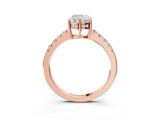 Rose gold Cushion Solitaire Diamond Engagement Ring with Pavé Band and Six-Prong Setting_30