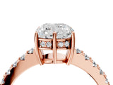 Rose gold Cushion Solitaire Diamond Engagement Ring with Pavé Band and Six-Prong Setting_31