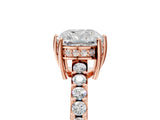 Rose gold Cushion Solitaire Diamond Engagement Ring with Pavé Band and Six-Prong Setting_32
