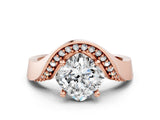 Rose gold Cushion Solitaire Diamond Engagement Ring with Pave Band and Four-Prong Setting_26