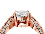 Rose gold Cushion Solitaire Diamond Engagement Ring with Pave Band and Four-Prong Setting_30