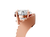Rose gold Cushion Solitaire Diamond Engagement Ring with Pave Band and Four-Prong Setting_31
