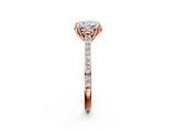 Rose gold Cushion Solitaire Diamond Engagement Ring with Pave Band and Six-Prong Setting_43