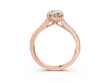 Rose gold Cushion Solitaire Diamond Engagement Ring with Pave Band and Six-Prong Setting_44