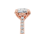 Rose gold Cushion Solitaire Diamond Engagement Ring with Pave Band and Six-Prong Setting_46