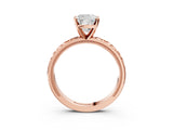 Rose gold Cushion Solitaire Diamond Engagement Ring with XO Engraved Band and Four-Prong Setting 1