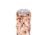 Rose gold Cushion Solitaire Diamond Leaf Vine Band with Prong Setting_72