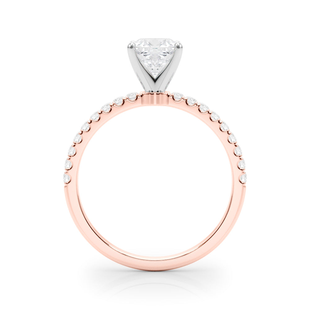 Rose gold Cushion Solitaire Diamond Pavé Band with Four-Prong Setting 2
