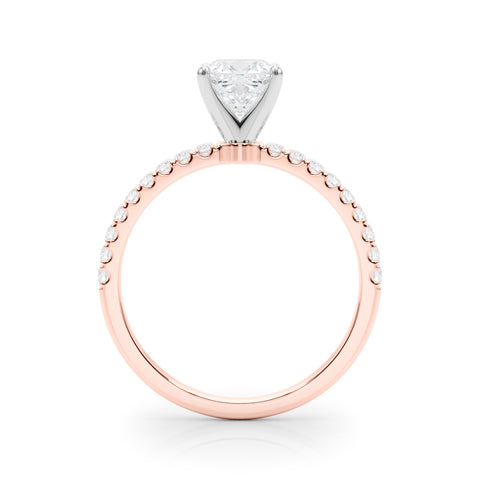 Rose gold Cushion Solitaire Diamond Pavé Band with Four-Prong Setting 2