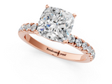 Rose gold Cushion Solitaire Diamond Pavé Band with Four-Prong Setting_51
