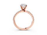 Rose gold Cushion Solitaire Diamond Pavé Band with Four-Prong Setting_53
