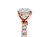 Rose gold Cushion Solitaire Diamond Pavé Band with Four-Prong Setting_55