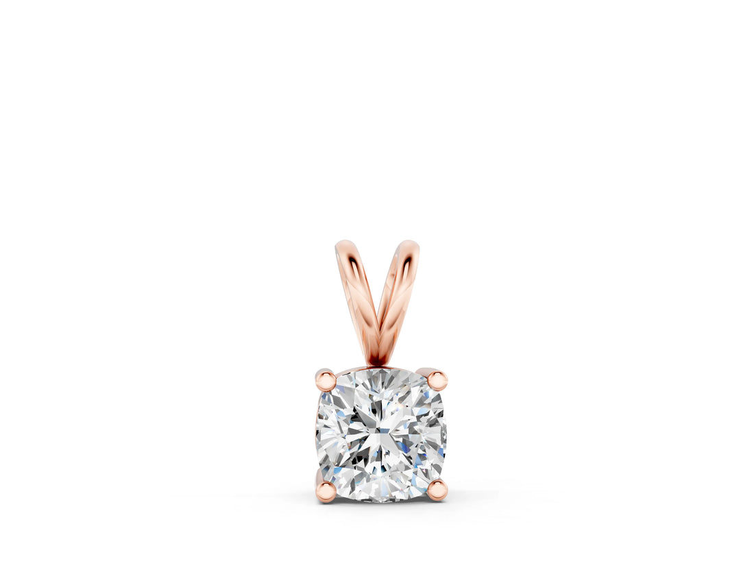 Rose gold Cushion Solitaire Diamond Prong Pendant_16