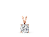 Rose gold Cushion Solitaire Diamond Prong Pendant_16