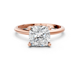 Rose gold Cushion Solitaire Diamond Ring with 4-Prong Setting on a Classic Band_3