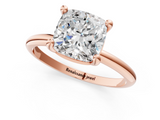 Rose gold Cushion Solitaire Diamond Ring with 4-Prong Setting on a Classic Band_4