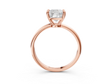 Rose gold Cushion Solitaire Diamond Ring with 4-Prong Setting on a Classic Band_6