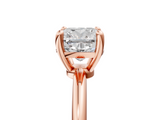Rose gold Cushion Solitaire Diamond Ring with 4-Prong Setting on a Classic Band_8