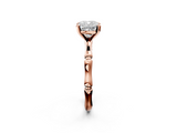 Rose gold Cushion Solitaire Diamond Ring with Bamboo Band and Four-Prong Setting_40
