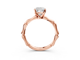 Rose gold Cushion Solitaire Diamond Ring with Bamboo Band and Four-Prong Setting_41