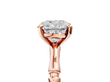 Rose gold Cushion Solitaire Diamond Ring with Bamboo Band and Four-Prong Setting_43