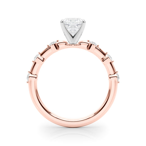 Rose gold Cushion Solitaire Diamond Ring with Bezel Set Side Stones and Prong Setting 2