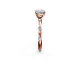 Rose gold Cushion Solitaire Diamond Ring with Bezel Set Side Stones and Prong Setting_27
