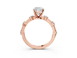 Rose gold Cushion Solitaire Diamond Ring with Bezel Set Side Stones and Prong Setting_28