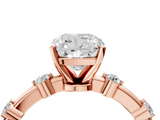 Rose gold Cushion Solitaire Diamond Ring with Bezel Set Side Stones and Prong Setting_29
