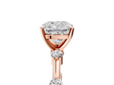 Rose gold Cushion Solitaire Diamond Ring with Bezel Set Side Stones and Prong Setting_30