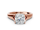 Rose gold Cushion Solitaire Diamond Ring with Cathedral Band and Four-Prong Setting_65