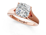 Rose gold Cushion Solitaire Diamond Ring with Cathedral Band and Four-Prong Setting_66