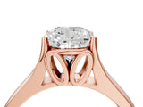 Rose gold Cushion Solitaire Diamond Ring with Cathedral Band and Four-Prong Setting_69