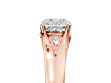 Rose gold Cushion Solitaire Diamond Ring with Cathedral Band and Four-Prong Setting_70