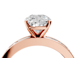 Rose gold Cushion Solitaire Diamond Ring with Channel-Set Baguette Band and Four-Prong Setting_118