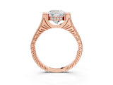 Rose gold Cushion Solitaire Diamond Ring with Channel Set Band and Bezel Prong Setting_59