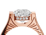 Rose gold Cushion Solitaire Diamond Ring with Channel Set Band and Bezel Prong Setting_60