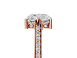 Rose gold Cushion Solitaire Diamond Ring with Channel Set Band and Bezel Prong Setting_61