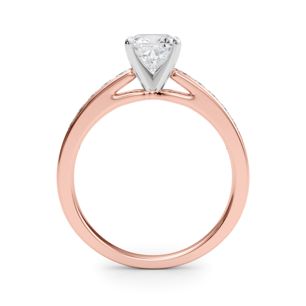 Rose gold Cushion Solitaire Diamond Ring with Channel-Set Band and Four-Prong Setting 2