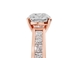 Rose gold Cushion Solitaire Diamond Ring with Channel-Set Band and Four-Prong Setting_13