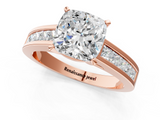 Rose gold Cushion Solitaire Diamond Ring with Channel-Set Band and Four-Prong Setting_9