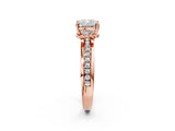 Rose gold Cushion Solitaire Diamond Ring with Channel Set Band and Six-Prong Setting_50