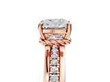 Rose gold Cushion Solitaire Diamond Ring with Channel Set Band and Six-Prong Setting_53