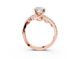 Rose gold Cushion Solitaire Diamond Ring with Filigree Band and Four-Prong Setting_63