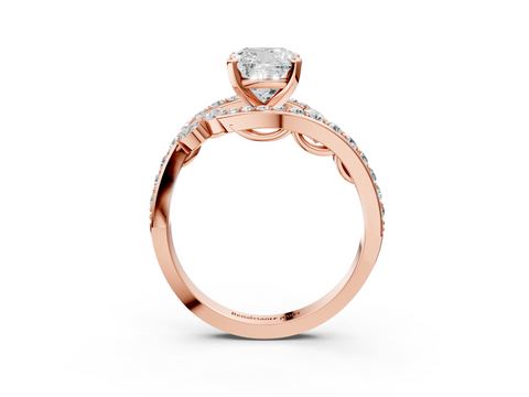 Rose gold Cushion Solitaire Diamond Ring with Filigree Band and Four-Prong Setting_63