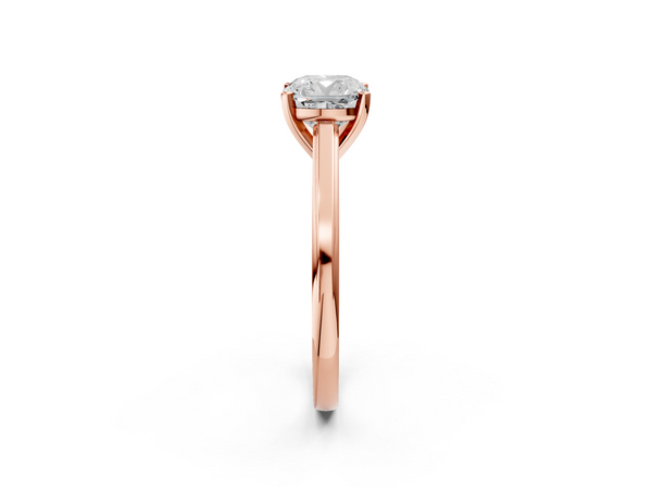 Rose gold Cushion Solitaire Diamond Ring with Four-Prong Setting and Classic Band