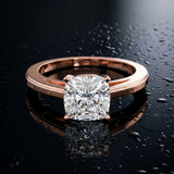 Rose gold Cushion Solitaire Diamond Ring with Four-Prong Setting and Classic Band_16