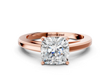 Rose gold Cushion Solitaire Diamond Ring with Four-Prong Setting and Classic Band_8